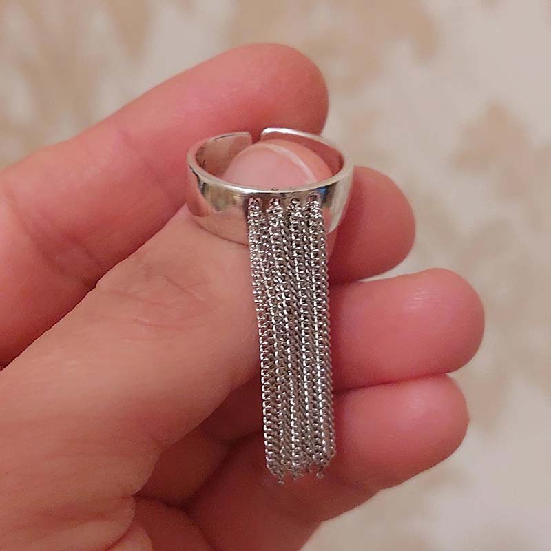 Women'S Emo Accessories - خواتم سلسلة بلون فضي هندسي للنساء