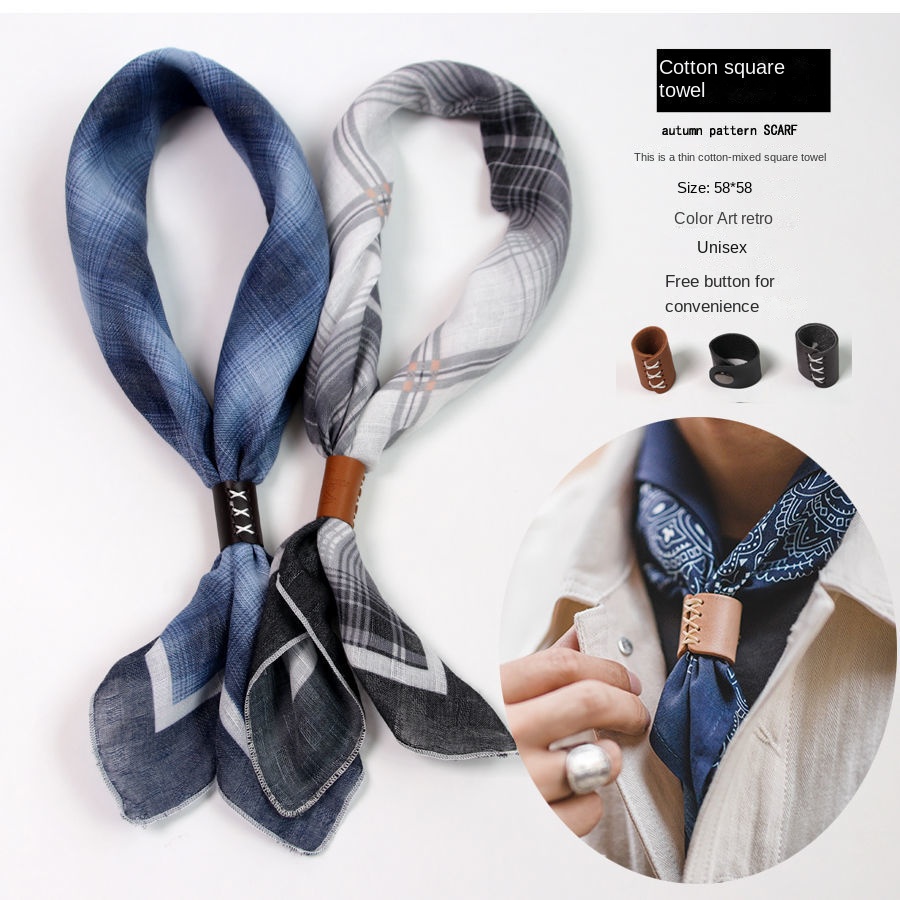Silk Scarf Square - وشاح رجالي مربع بأزرار ، وشاح