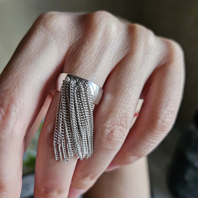 خواتم سلسلة بلون فضي هندسي للن - مراجعة Women'S Emo Accessories وسعره