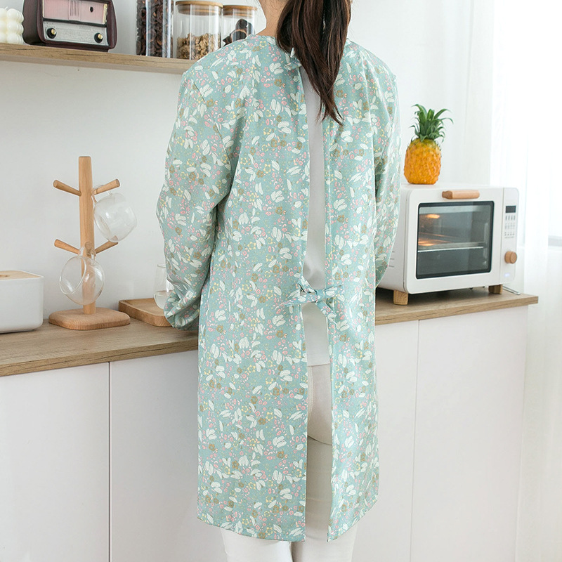 مريلة نسائية قطنية طويلة الأكم - مراجعة Women Kitchen Accessories وسعره