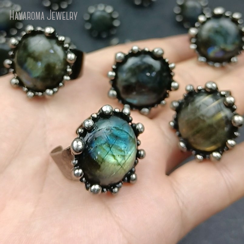 10 قطعة أكوا اللابرادوريت حلقة - مراجعة Women'S Emo Accessories وسعره