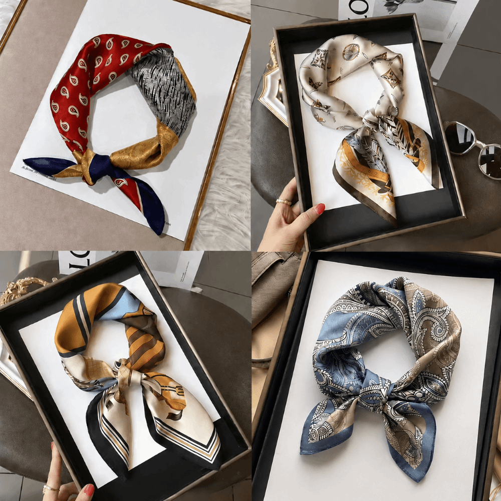 وشاح حريري مربع الشكل بطباعة ز - مراجعة Silk Scarf Square وسعره