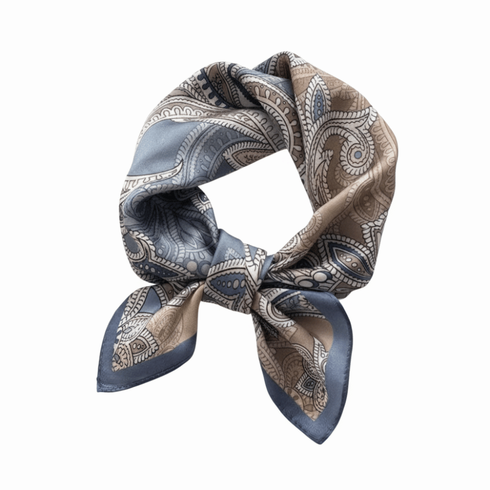وشاح حريري مربع الشكل بطباعة ز - مراجعة Silk Scarf Square وسعره