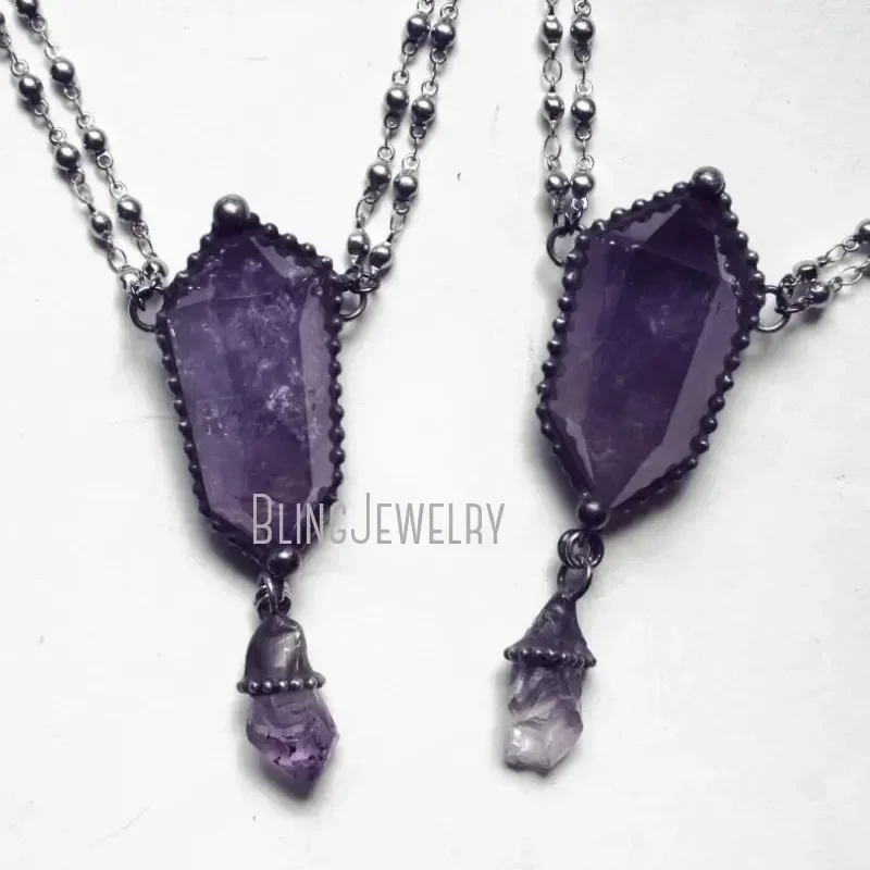 10 قطع قلادة كريستال الجمشت، ت - مراجعة Women'S Emo Accessories وسعره