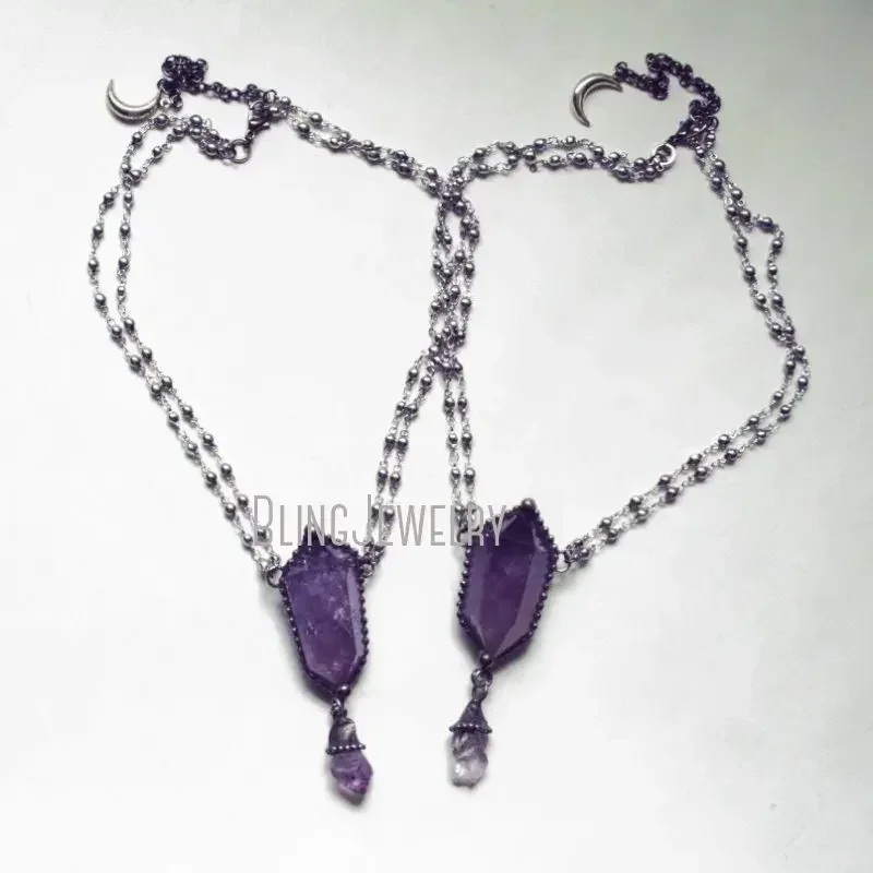 10 قطع قلادة كريستال الجمشت، ت - مراجعة Women'S Emo Accessories وسعره
